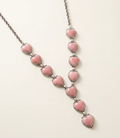 Pink Conch Heart Lariat Necklace