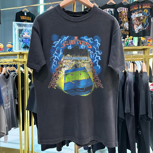 90s Tower Of Terror Hollywood Hotel Rare Washed Black T-Shirt