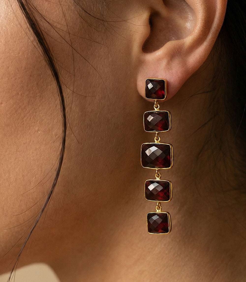 Five Drop Gemstone Earrings