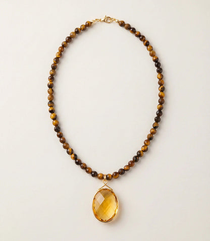 Tigers Eye Beaded Crystal Necklace