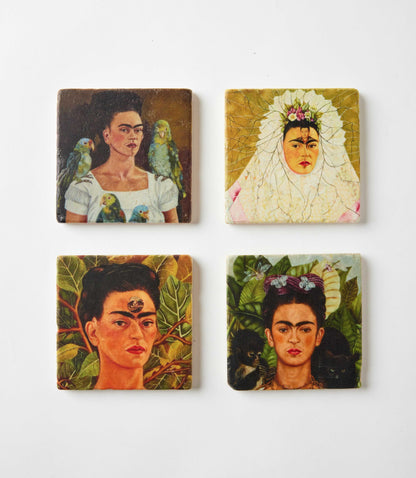 Frida Kahlo Marble Coasters, Set Of 4