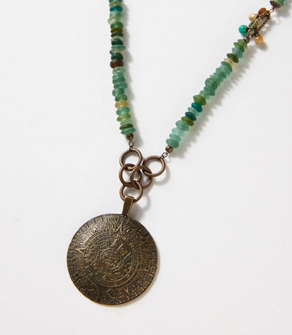 Antique Brass Medallion Statement Necklace
