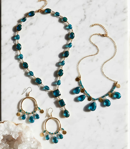 Teal Topaz Lariat Necklace