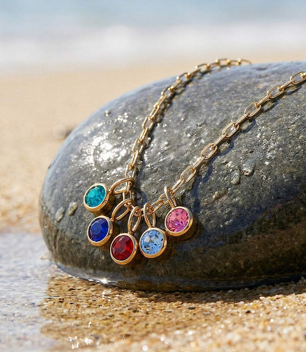 Five Gem Charm Necklace