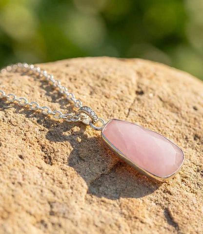 Pink Opal Pendant Necklace