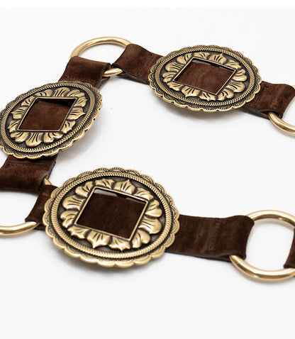 Streets Ahead Embellished Concho Leather Belt