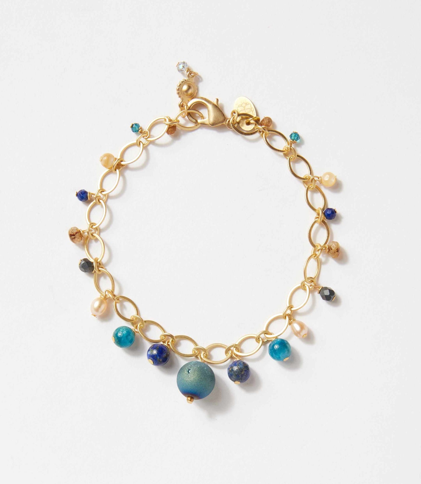 Lapis And Pearl Station Bracelet