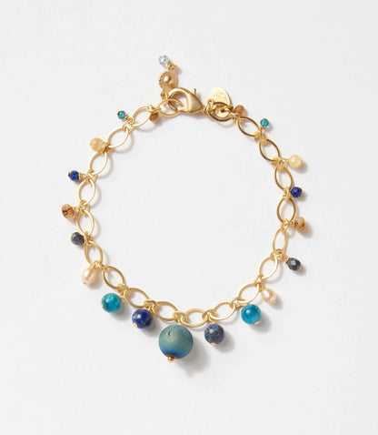 Lapis And Pearl Station Bracelet