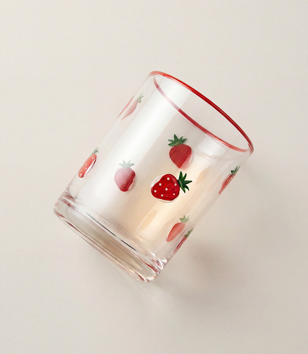Strawberry Hand-Painted Drinking Glass