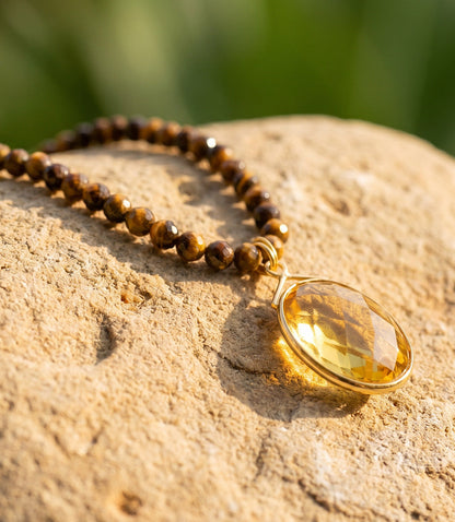Tigers Eye Beaded Crystal Necklace