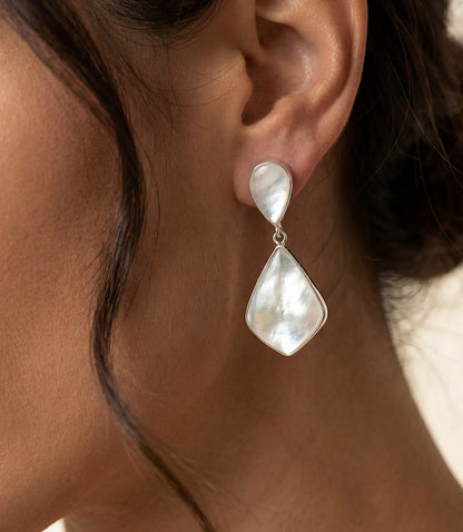 Mother Of Pearl Geometric Drop Earrings