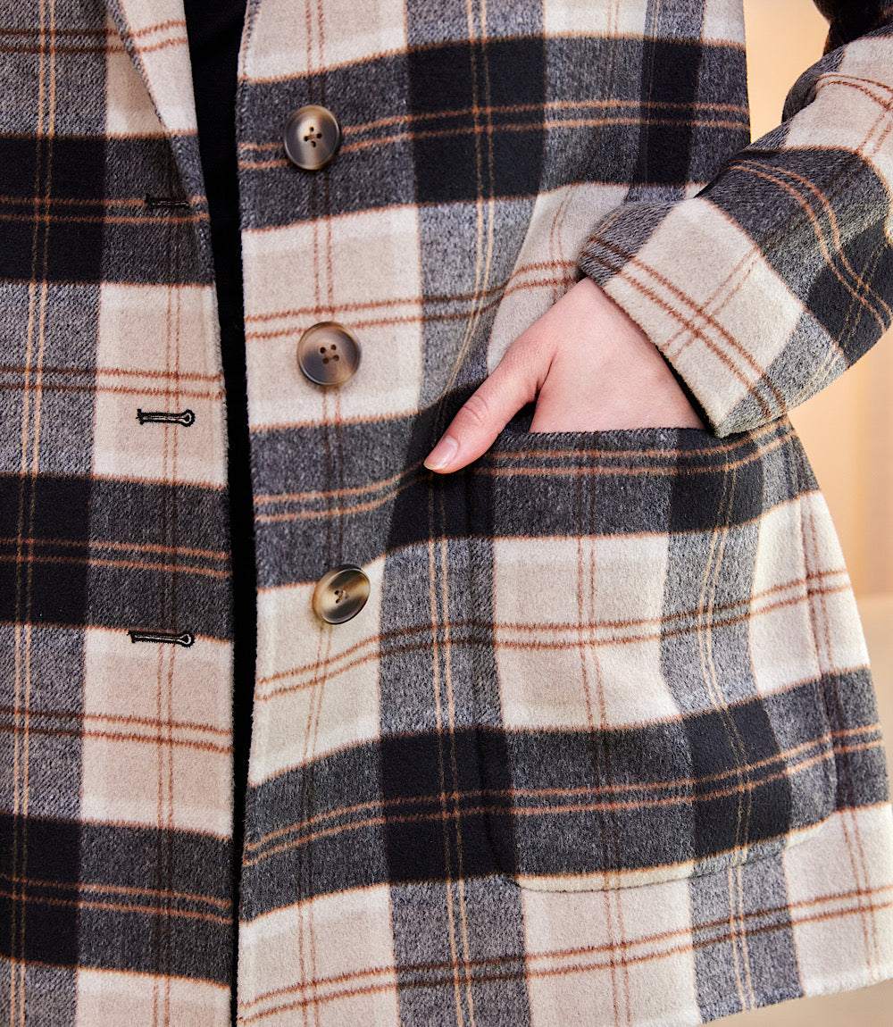 Oversized Brushed Plaid Blazer
