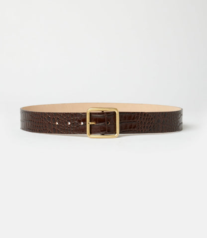 Streets Ahead Thin Crocodile Leather Buckle Belt