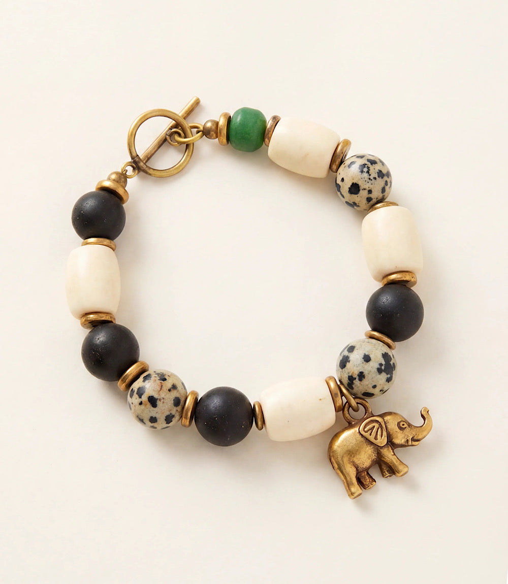 Elephant Charm Safari Stone Bracelet