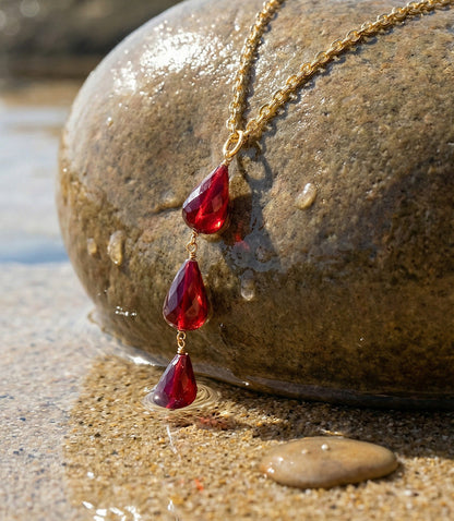 Triple Drop Gemstone Necklace