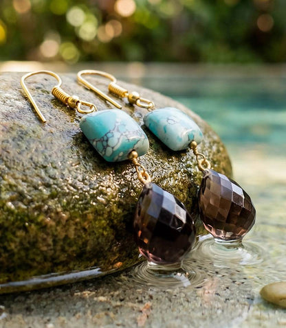 Mixed Turquoise Gemstone Drop Earrings