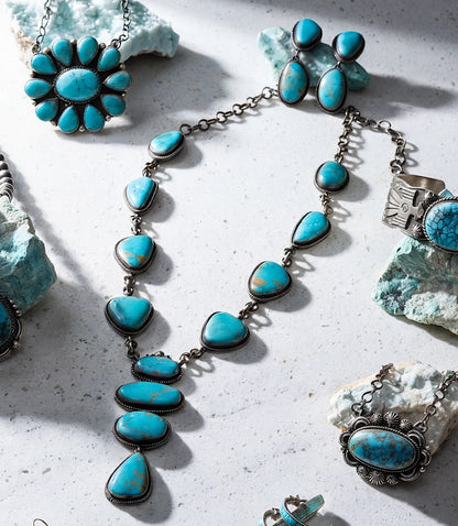 Kingman Turquoise Necklace And Earring Set