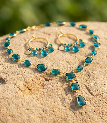 Teal Topaz Dangle Earrings
