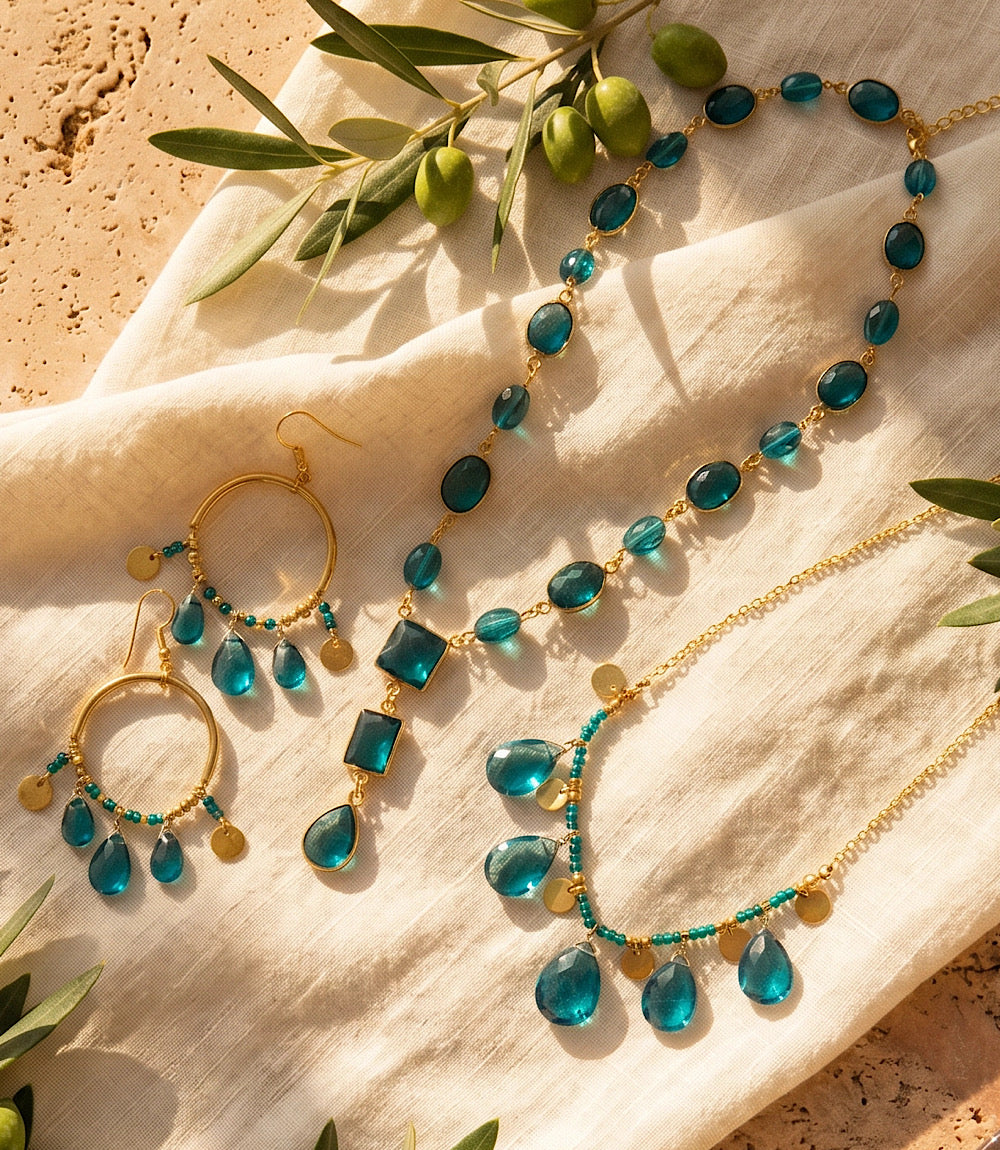 Teal Topaz Lariat Necklace