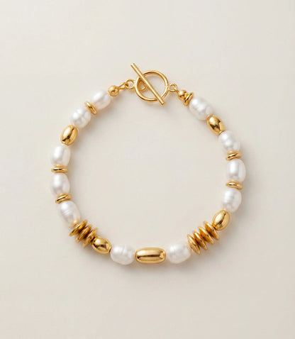Pearl And Gold Toggle Bracelet