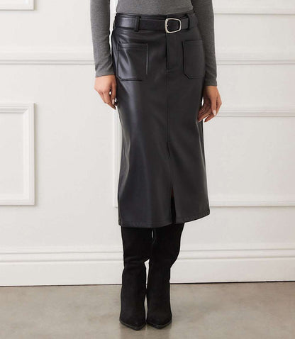 Faux Leather Midi Skirt