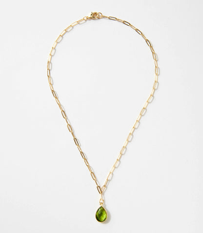 Peridot Gemstone Teardrop Necklace