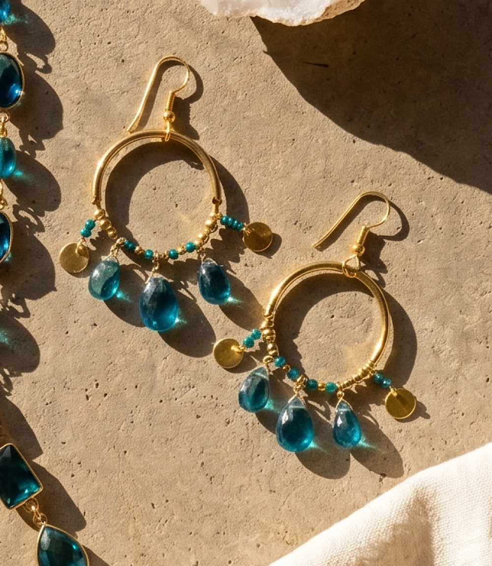 Teal Topaz Dangle Earrings
