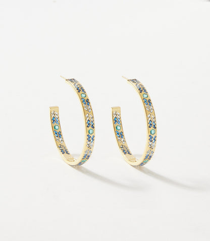Crystal Inlay Hoop Earrings