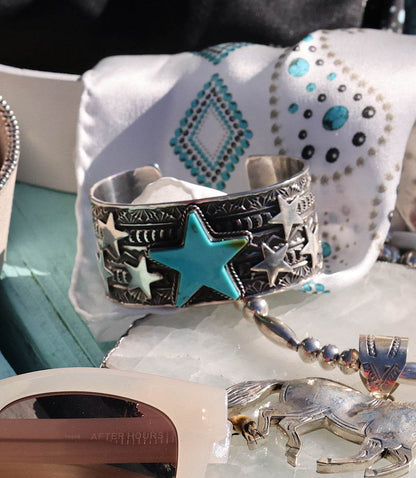 Sterling Silver Turquoise Star Cuff Bracelet