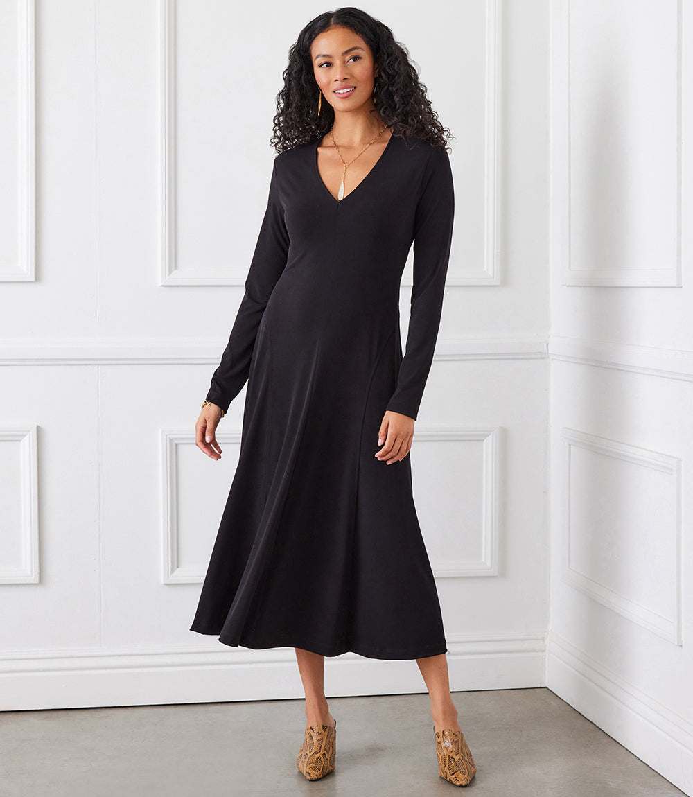 Kate V-Neck Midi Travel Jersey Dress