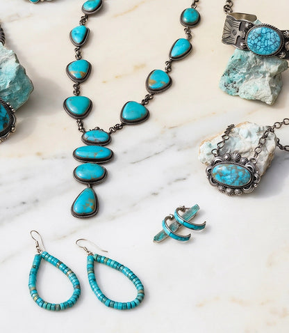 Kingman Turquoise Necklace And Earring Set