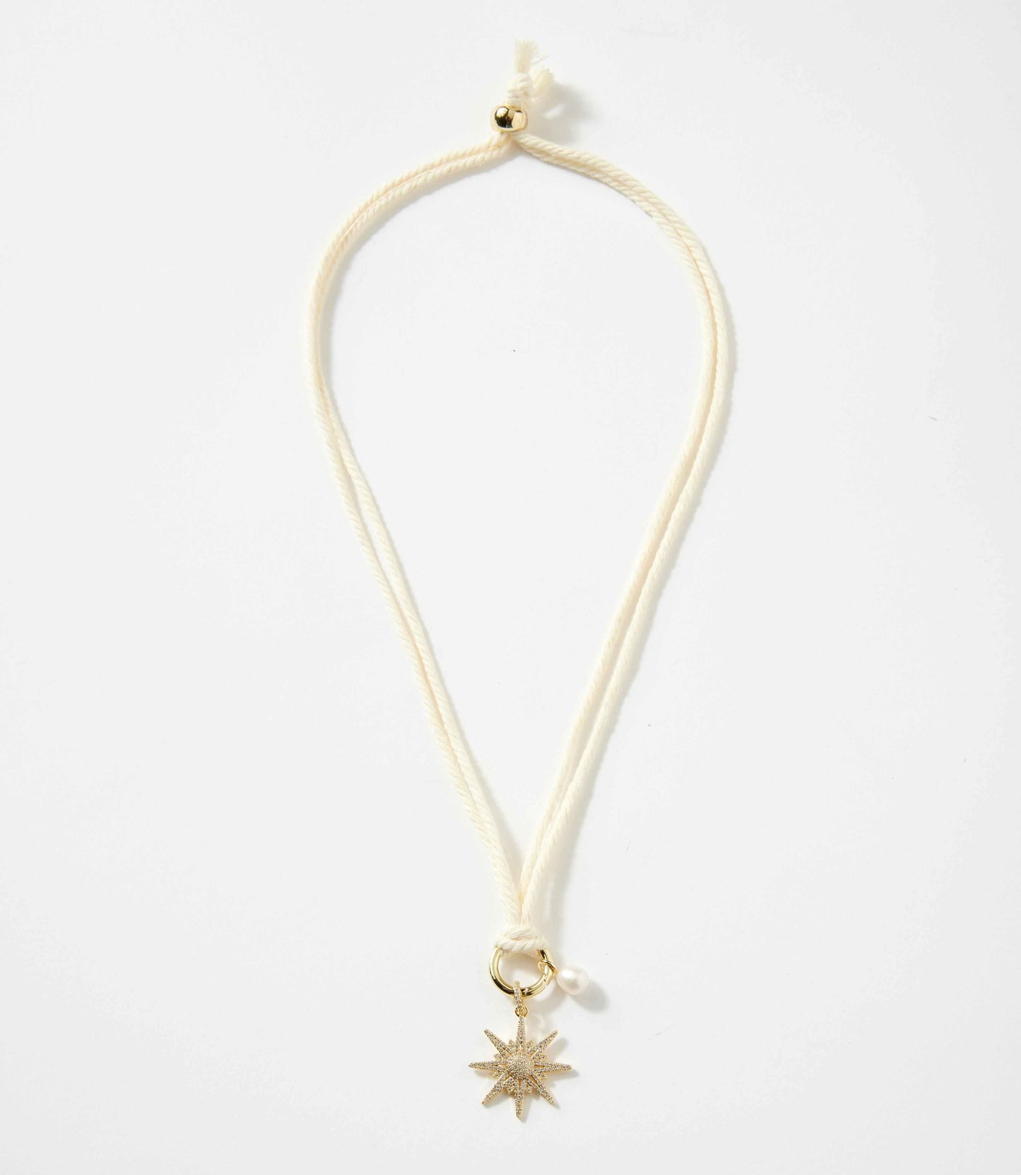 Pavé Burst And Pearl Cord Necklace