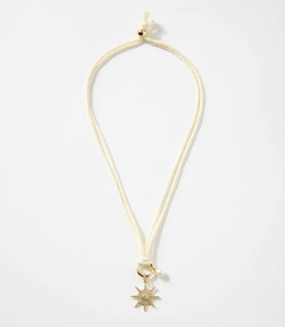 Pavé Burst And Pearl Cord Necklace