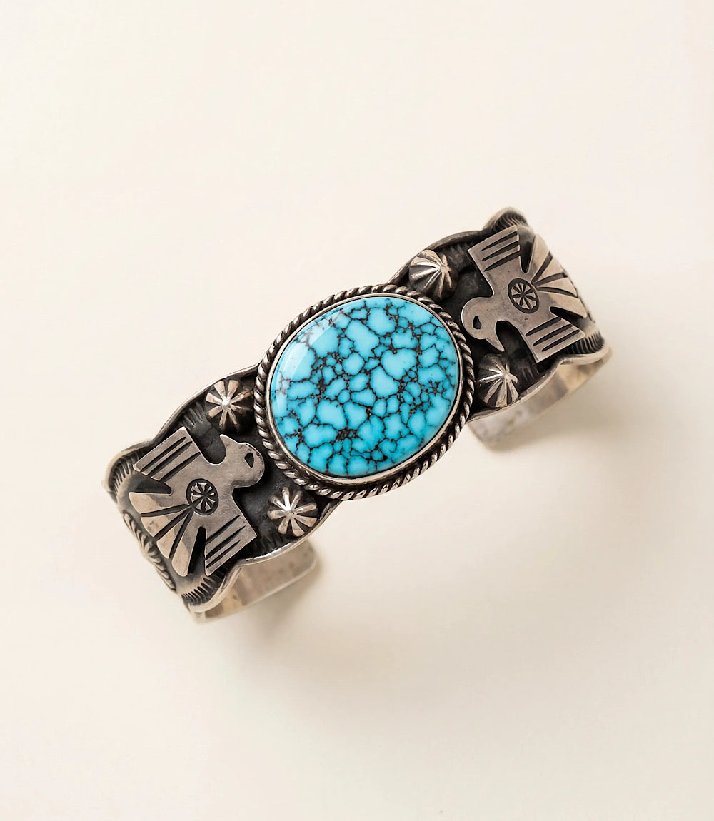 Kingman Turquoise Embellished Cuff Bracelet