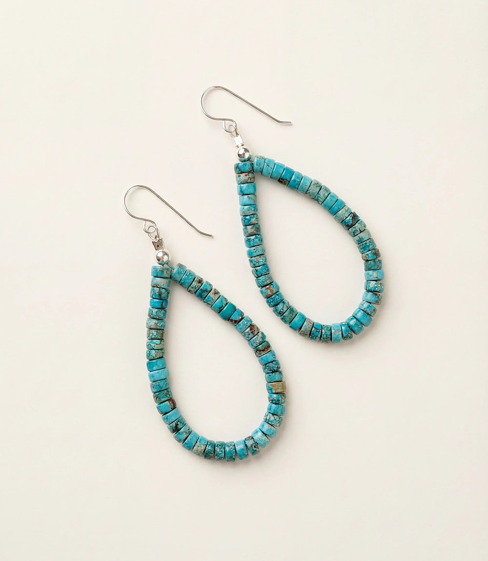 Kingman Turquoise Beaded Teardrop Earrings