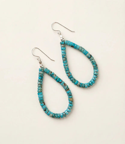 Kingman Turquoise Beaded Teardrop Earrings