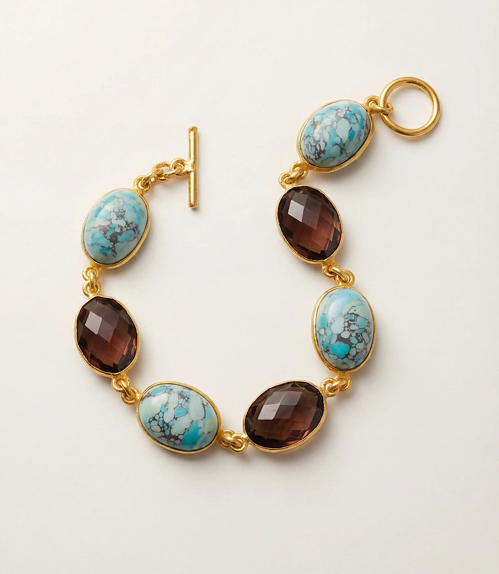 Mixed Turquoise And Gemstone Station Bracelet