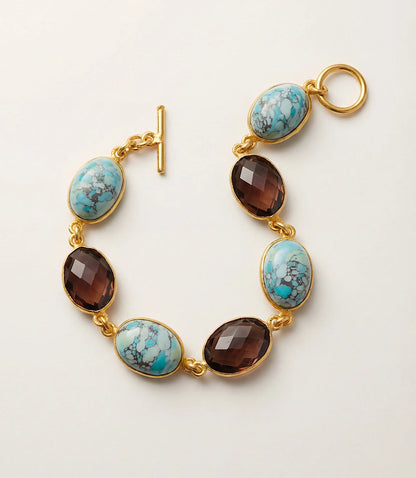 Mixed Turquoise And Gemstone Station Bracelet