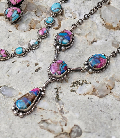 Dahlia Rose Turquoise Lariat Necklace And Earring Set