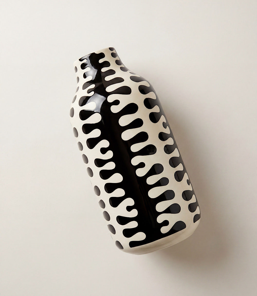 Tall Black And White Ceramic Vase