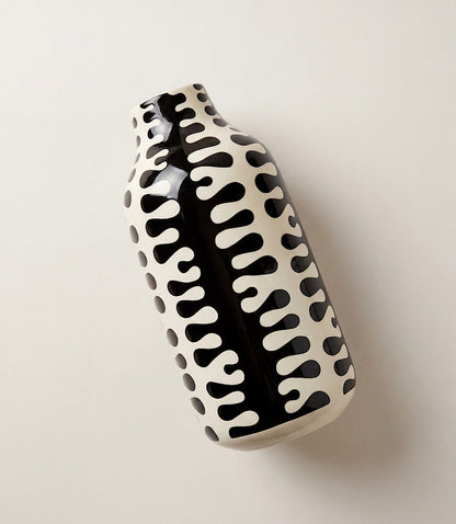 Tall Black And White Ceramic Vase