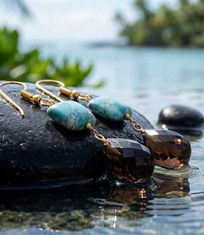 Mixed Turquoise Gemstone Drop Earrings
