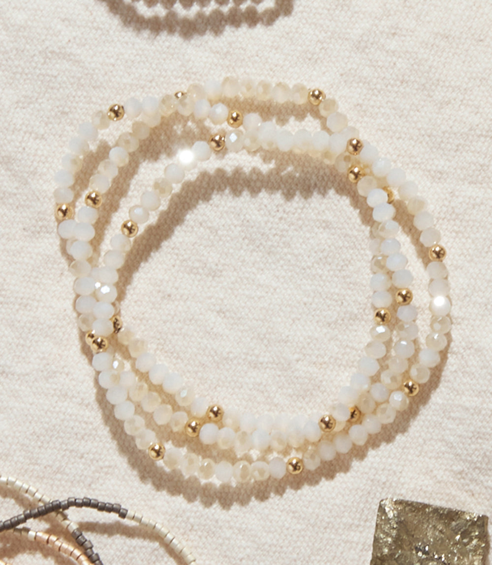 Beaded Crystal Bracelets, Set Of 3