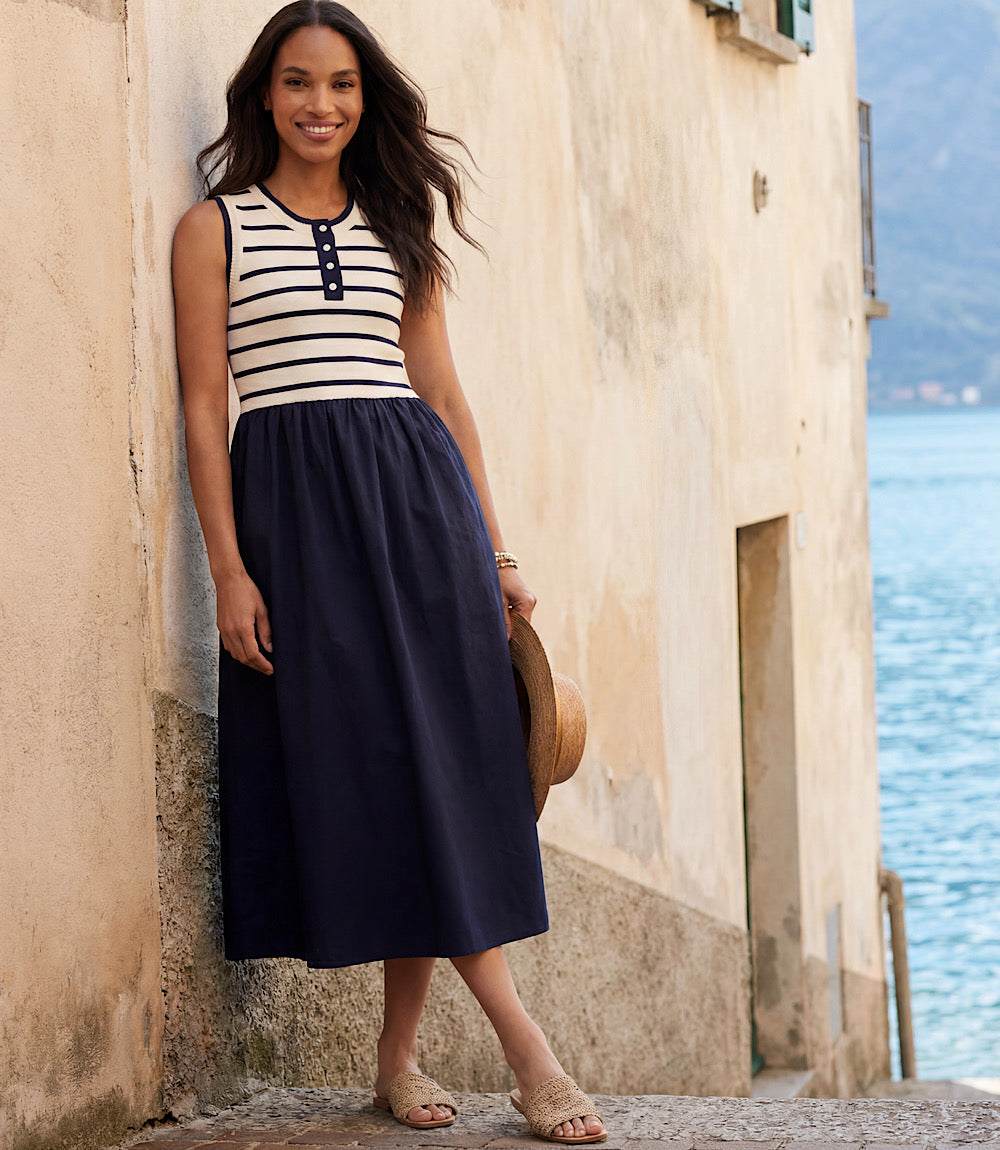 Stripe Mixed Media Dress