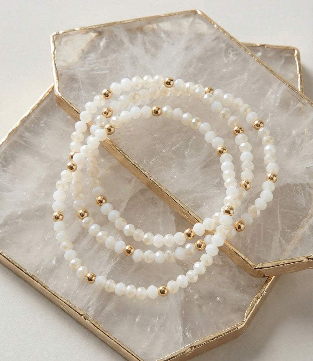 Beaded Crystal Bracelets, Set Of 3