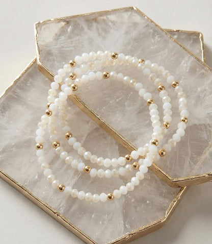 Beaded Crystal Bracelets, Set Of 3