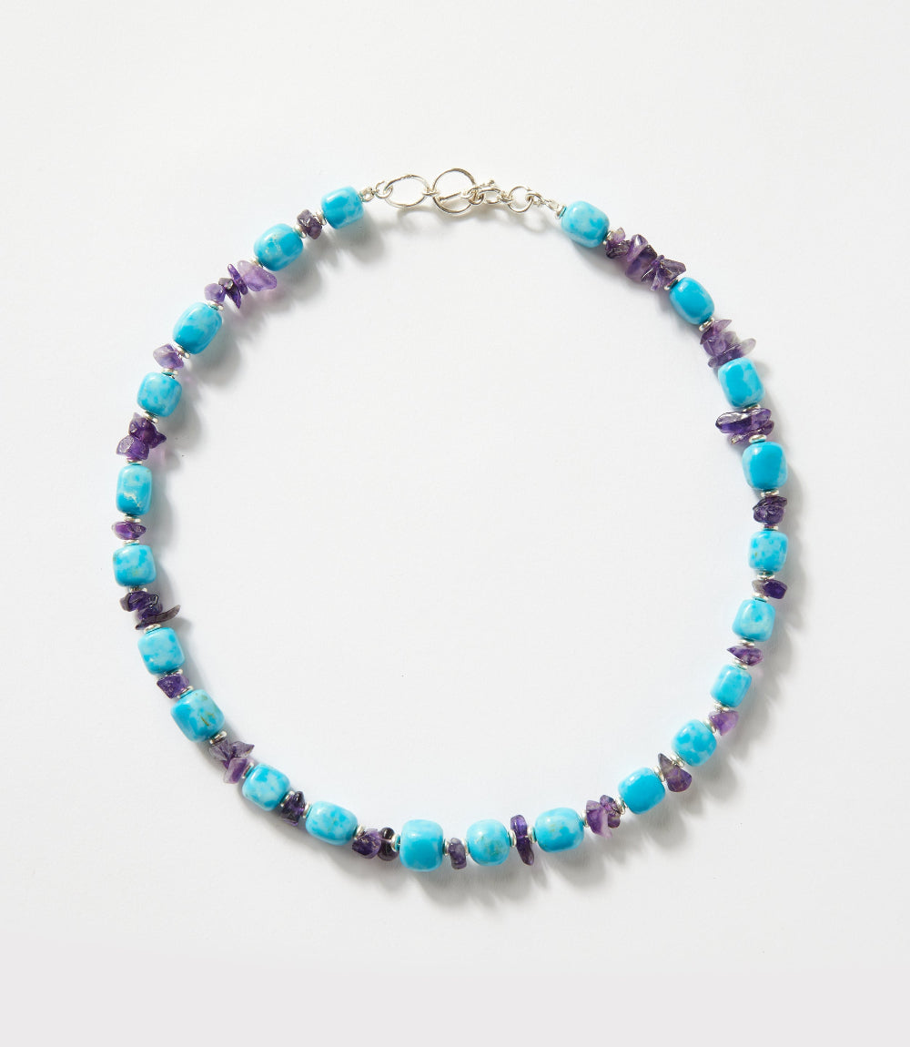 Larimar And Amethyst Beaded Necklace