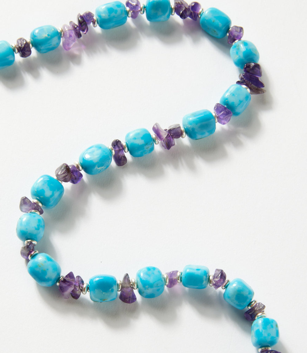 Larimar And Amethyst Beaded Necklace