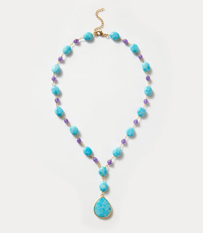 Larimar And Amethyst Lariat Necklace