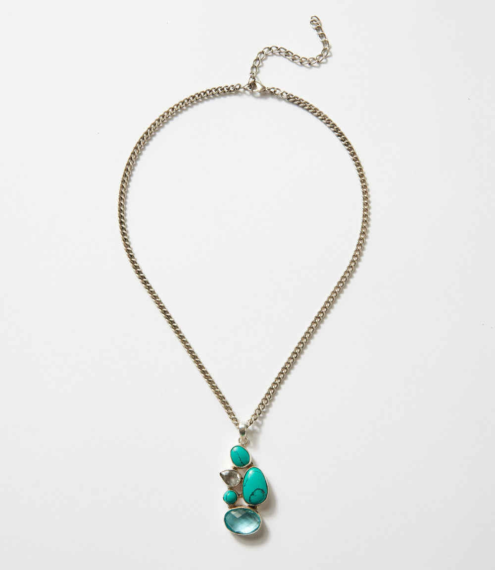 Organic Turquoise And Blue Topaz Necklace